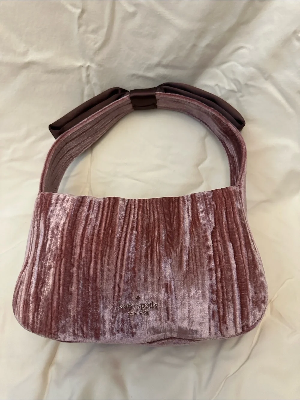 kate spade mauve pink velvet shoulder bag
